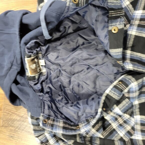 Legendary Whitetails Hooded Flannel Shirt Jacket Mens Medium Plaid Quilted - Picture 3 of 7